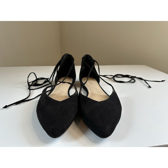 Nine West Stompino Black Lace Up Ballet Flats Wrap Around Size 8.5M - Picture 5 of 7